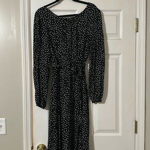 Women’s Boutique style midi dress.  Worn 1 time. Black polka dot
